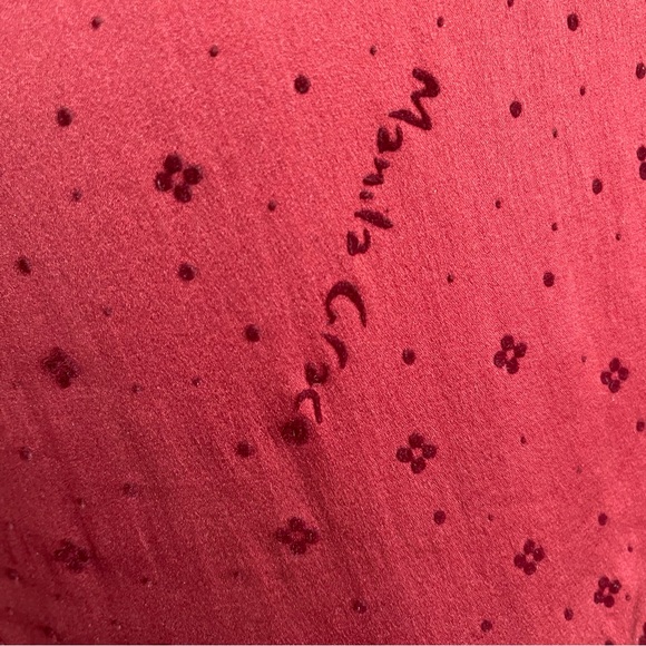 Manila Grace Silk Stretch Velvet Floral Dress Red Burgundy Made in Italy Medium - Picture 9 of 11